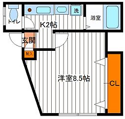 JR南武線 西国立駅 徒歩10分の賃貸アパート 1階1Kの間取り