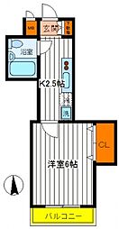 JR中央線 立川駅 徒歩13分の賃貸マンション 4階1Kの間取り