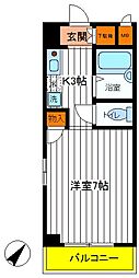 JR中央線 立川駅 徒歩7分の賃貸マンション 3階1Kの間取り