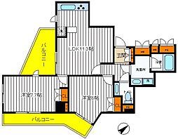 JR中央線 立川駅 徒歩11分の賃貸マンション 7階2LDKの間取り