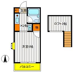 ブランドール立川 1Kの間取図画像