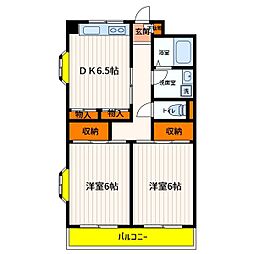 アムールオオカサ 2DKの間取図画像