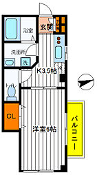 ピュア・ライフ 1Kの間取図画像