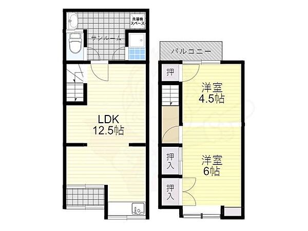 京都府京都市山科区西野楳本町(賃貸テラスハウス2LDK・1階・55.34㎡)の写真 その2