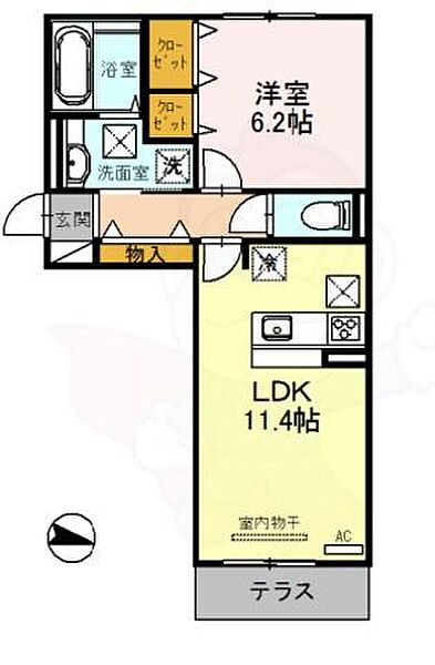 滋賀県大津市富士見台(賃貸アパート1LDK・1階・45.01㎡)の写真 その2