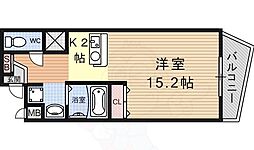 京都地下鉄東西線 椥辻駅 徒歩1分の賃貸マンション 7階1Kの間取り