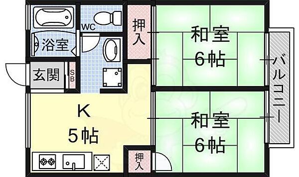 京都府京都市山科区大宅神納町(賃貸アパート2K・2階・40.00㎡)の写真 その2