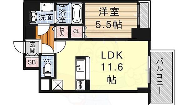 京都府京都市山科区東野片下リ町(賃貸マンション1LDK・6階・47.65㎡)の写真 その2