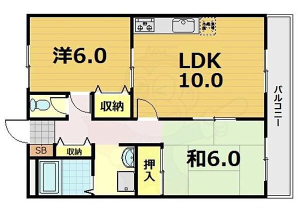 京都府京都市山科区四ノ宮神田町(賃貸マンション2LDK・2階・51.43㎡)の写真 その2