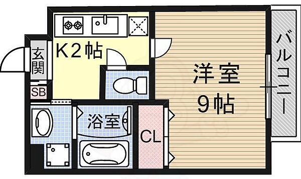 京都府京都市山科区東野門口町(賃貸マンション1K・6階・29.26㎡)の写真 その2