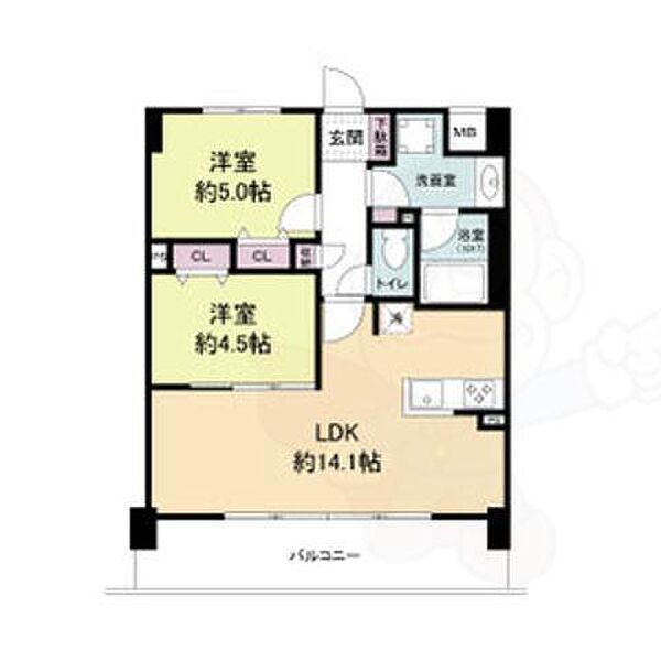 ブランシエスタ山科大塚 ｜京都府京都市山科区大塚中溝(賃貸マンション2LDK・4階・52.86㎡)の写真 その2