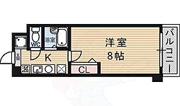 京都地下鉄東西線 小野駅 徒歩5分の賃貸マンション 4階1Kの間取り