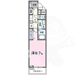 サニーサイド・レオ 2階1Kの間取り