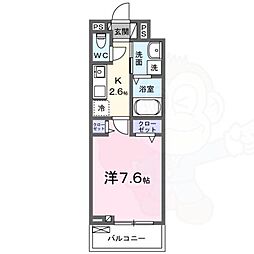サニーサイド・レオ 2階1Kの間取り