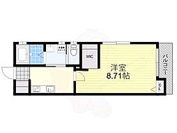 京都地下鉄東西線 小野駅 徒歩9分の賃貸アパート 2階1Kの間取り