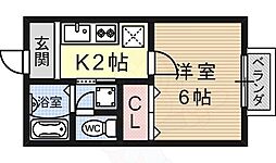 JR東海道・山陽本線 瀬田駅 徒歩18分の賃貸アパート 1階1Kの間取り