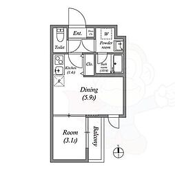 京都地下鉄東西線 山科駅 徒歩10分の賃貸マンション 3階1DKの間取り