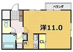 京都地下鉄東西線 椥辻駅 徒歩7分の賃貸マンション 4階ワンルームの間取り