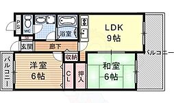 京都地下鉄東西線 東野駅 徒歩2分の賃貸マンション 7階2LDKの間取り