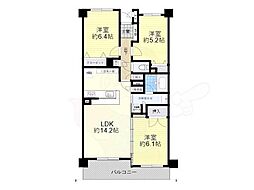 京都地下鉄東西線 東野駅 徒歩13分の賃貸マンション 4階3LDKの間取り