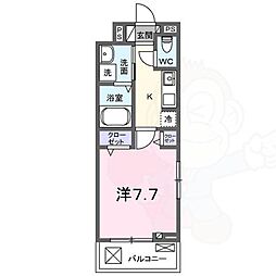 アビィ ロード 3階1Kの間取り