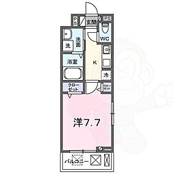 アビィ ロード 2階1Kの間取り