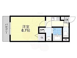 JR東海道・山陽本線 山科駅 徒歩10分の賃貸マンション 1階1Kの間取り