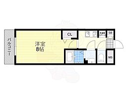 JR東海道・山陽本線 山科駅 徒歩10分の賃貸マンション 4階1Kの間取り