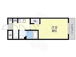 JR東海道・山陽本線 山科駅 徒歩10分の賃貸マンション 2階1Kの間取り