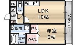 JR湖西線 堅田駅 徒歩5分の賃貸マンション 3階1LDKの間取り