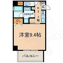 京阪石山坂本線 錦駅 徒歩10分の賃貸マンション 3階1Kの間取り