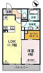 京阪宇治線 木幡駅 徒歩7分の賃貸アパート 2階1LDKの間取り