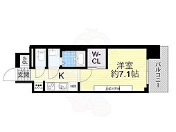 プレサンス大津京町ヴェリス 6階1Kの間取り