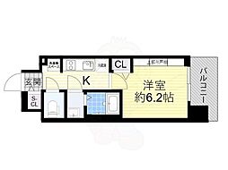プレサンス大津京町ヴェリス 7階1Kの間取り