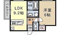 京都地下鉄東西線 山科駅 徒歩2分の賃貸マンション 2階1LDKの間取り