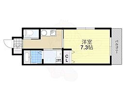 京都地下鉄東西線 六地蔵駅 徒歩5分の賃貸マンション 7階1Kの間取り