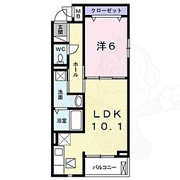 京阪石山坂本線 南滋賀駅 徒歩8分の賃貸アパート 1階1LDKの間取り