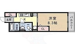 JR湖西線 堅田駅 徒歩14分の賃貸マンション 1階1Kの間取り