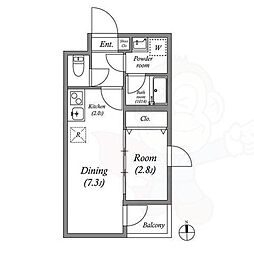 京都地下鉄東西線 山科駅 徒歩10分の賃貸マンション 2階1DKの間取り