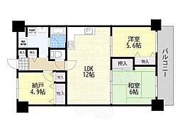 ネオコーポ大津湖城ケ丘B棟 2SLDKの間取図画像