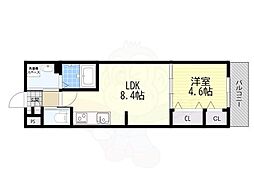 Gracias Maison 山科 1LDKの間取図画像