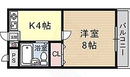 シャンポール 1Kの間取図画像