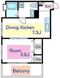 高久ビル 4階1LDKの間取り