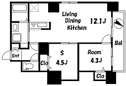 グランデュール富士 10階1SLDKの間取り