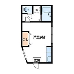 シャーローム町屋 1階ワンルームの間取り