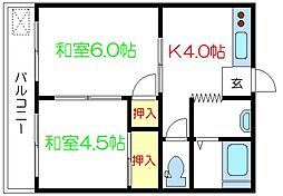 第一コーポ 2DKの間取図画像