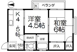 コーポササキ 2Kの間取図画像
