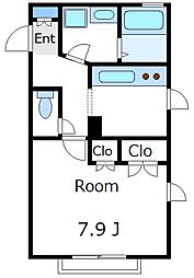 プルミエールメゾン 1Kの間取図画像