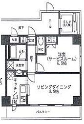 クエル田端 1LDKの間取図画像