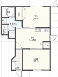 ミストラル2 2DKの間取図画像